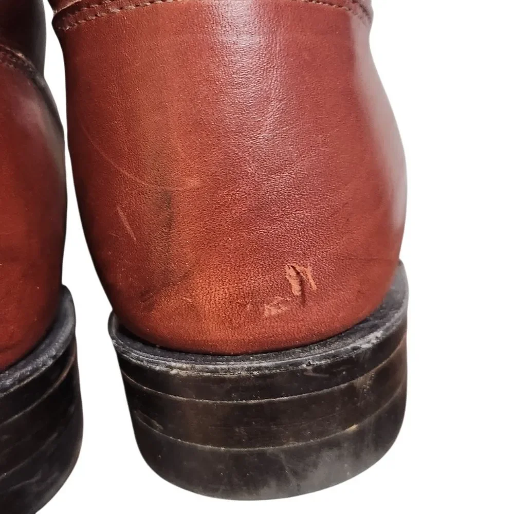 Justin Boots Kiltie Size 7 B Brown Lace Up Ankle Western Almond Toe Excellent